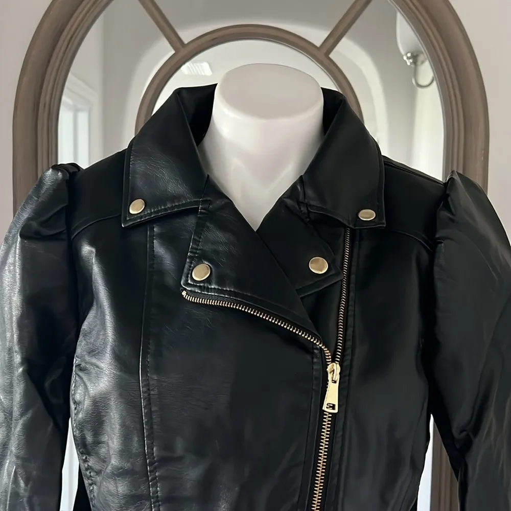 NEW LOOK Bomber Faux Leather Jacket in Black, Size L New w/Tag - Image 5