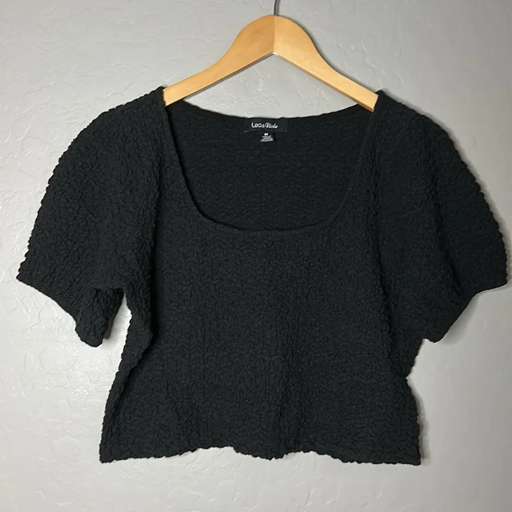 Anthropologie Lea & Viola Textured Puff Sleeve Crop Top - Image 4