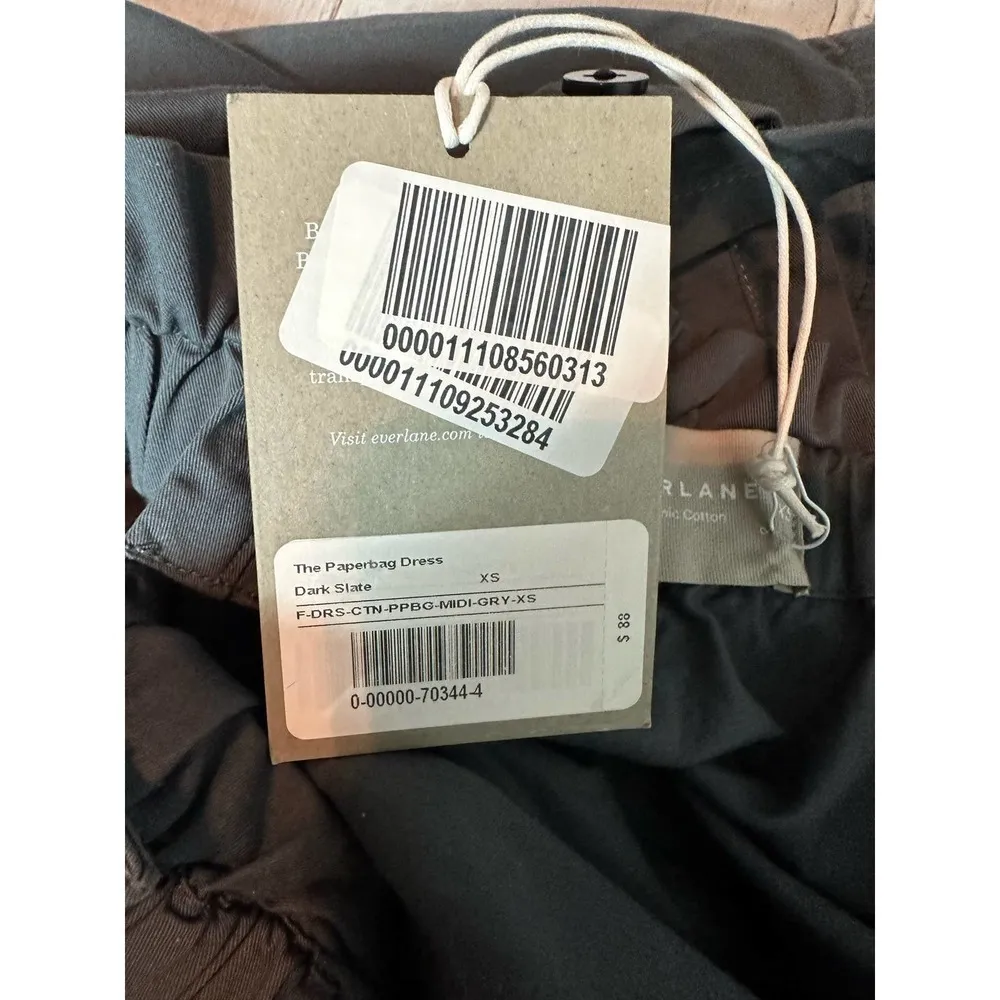 Everlane The Paperbag Mini Organic Dress Dark Slate Size XS - Image 6