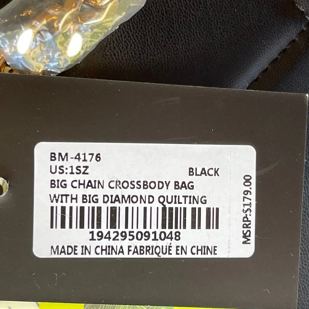 Badgley Mischka Large Quilted Vegan Leather Crossbody w/ 2 Straps - Black - NWT - Image 9