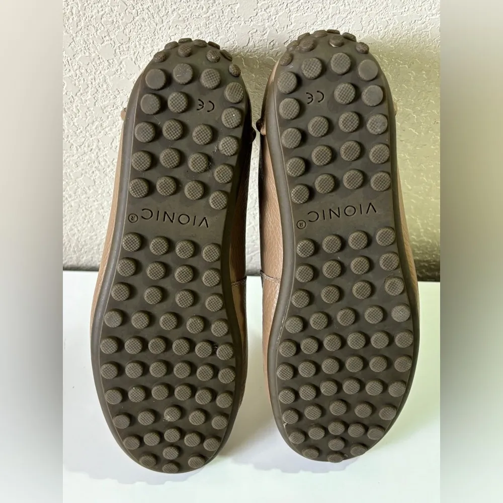 Vionic Marcy Leather Slip On Driving Loafer Moccasin in Tan Brownie Tumbled 7 - Image 9