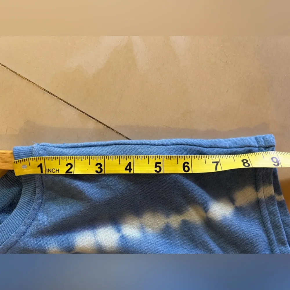 Seven 7 French Terry crew neck federal blue white tie dye t-shirt plus Size S/ M - Image 5