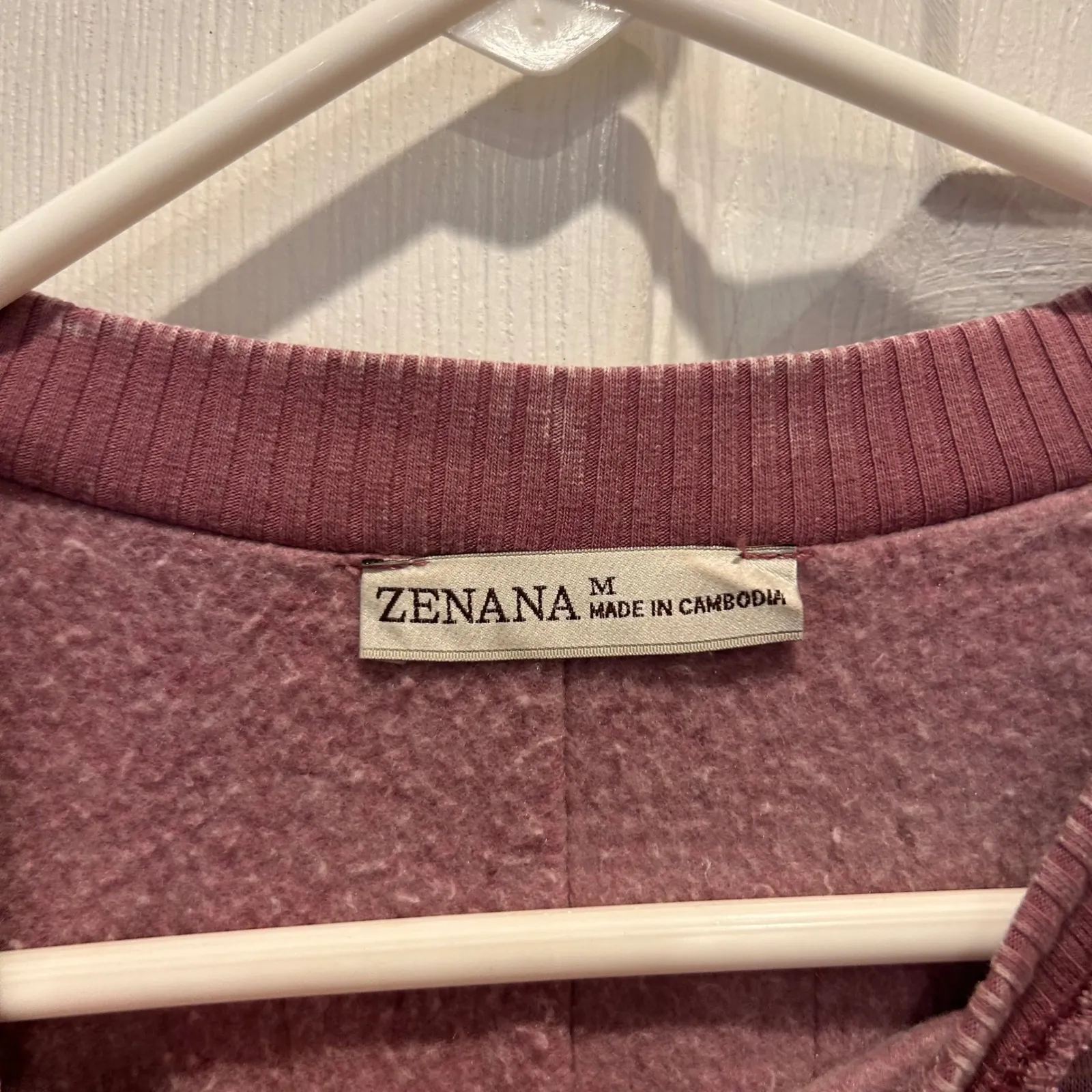 ZENANA Mineral Acid Washed Pink Exosed Seam Pullover Sweatshirt Women's Size M - Image 4
