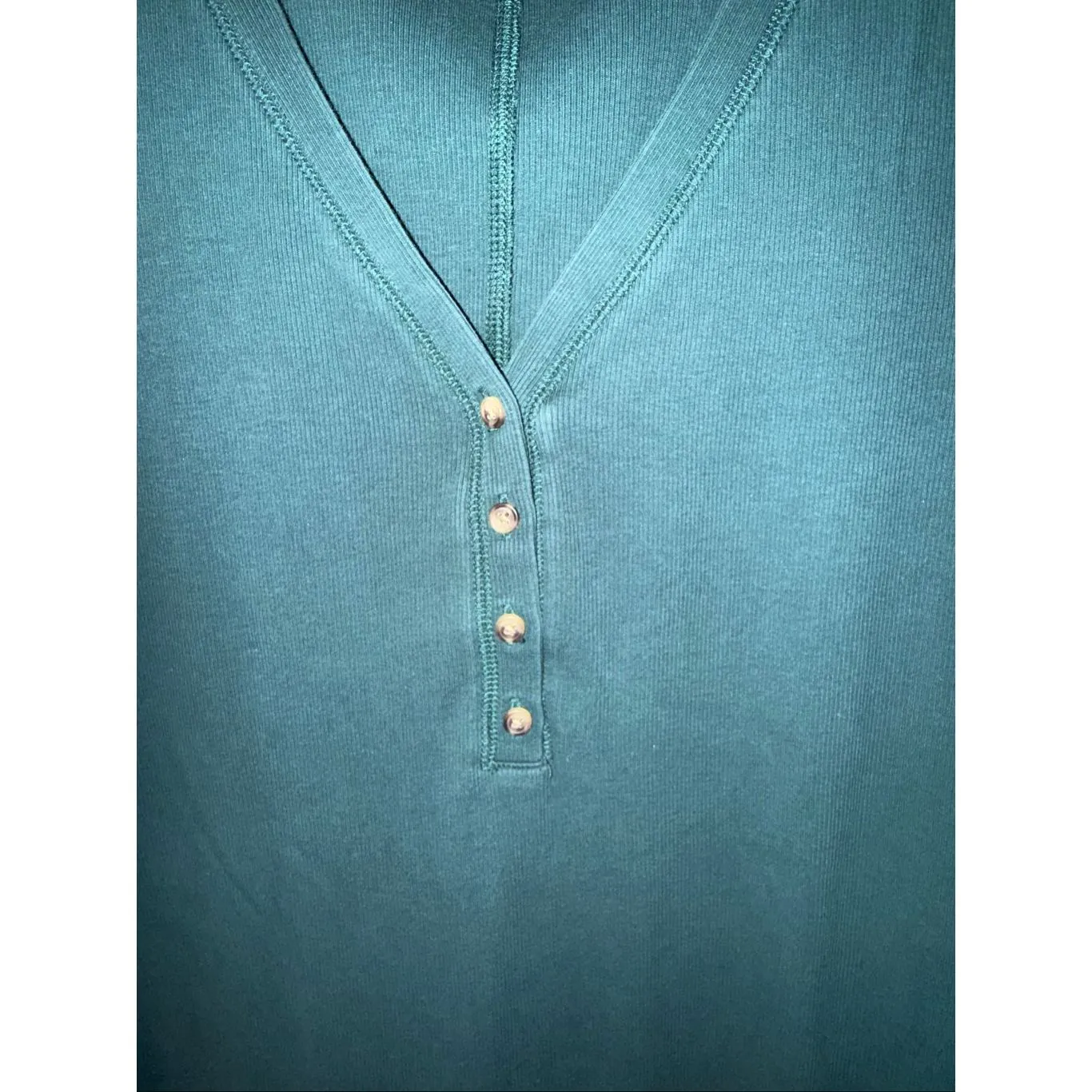 Old Navy V-neck Rib-Knit Henley Midi Dress in "Emerald Isle" Green 2XL - Image 5