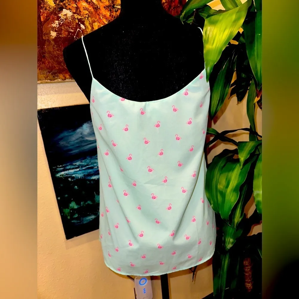 EUC MERONA MINT FLAMINGOS SPAGHETTI TANK TOP size S/p - Image 7