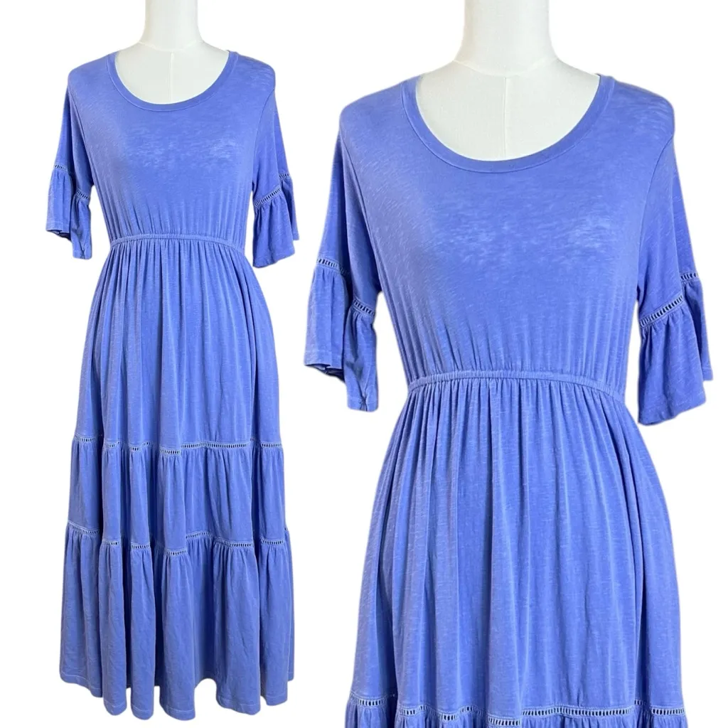 Anthropologie Sundry Tiered Maxi Midi Dress Turquoise Size Small NWT - Image 2