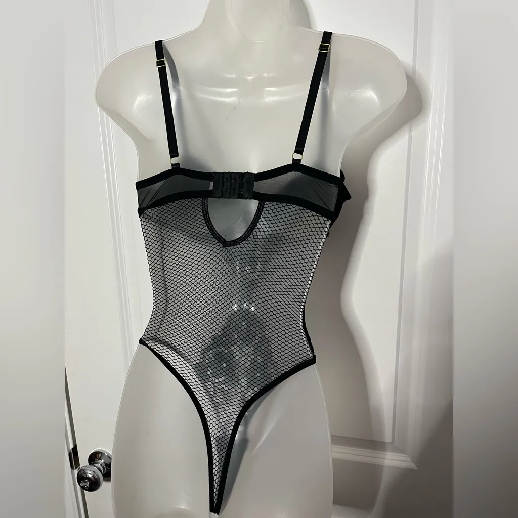 Blackbow NWT Whimsigoth Dark Academia Fishnet Lace Mesh Edgy Alt Bodysuit Sz S Black - Image 2