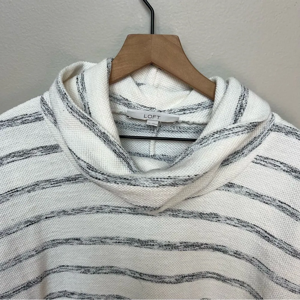 Loft Striped Cowl Neck Top Size XS in Whisper White Pullover Split Hem Sweater - Image 5
