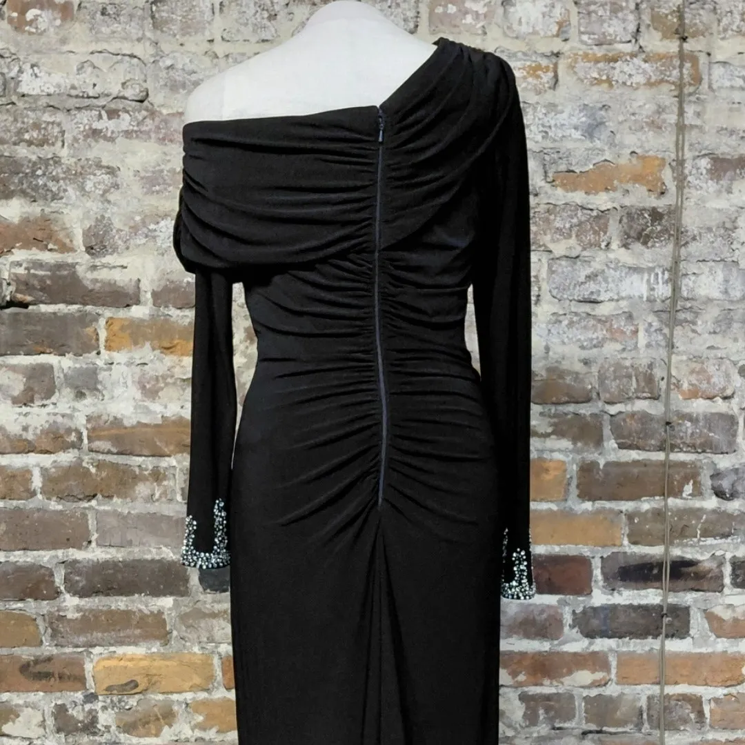 Betsy & Adam Formal Evening Dress Size 12 Black Beaded Cocktail Party Wedding - Image 11