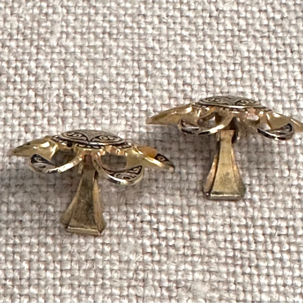 EUC Damascene Gold and Silver Floral Earrings - Image 9