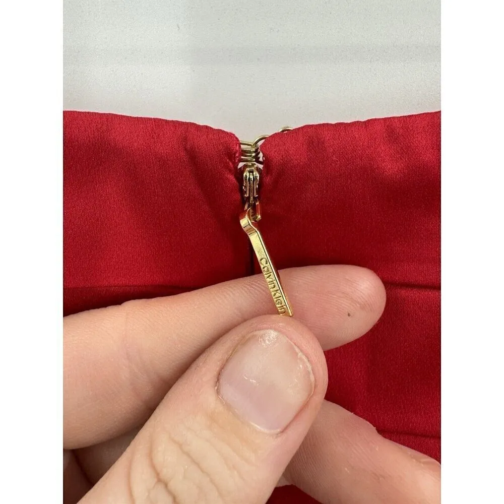 Calvin Klein Pant Women 24W Red Straight Leg Formal‎ Business Mature Plus Size - Image 3