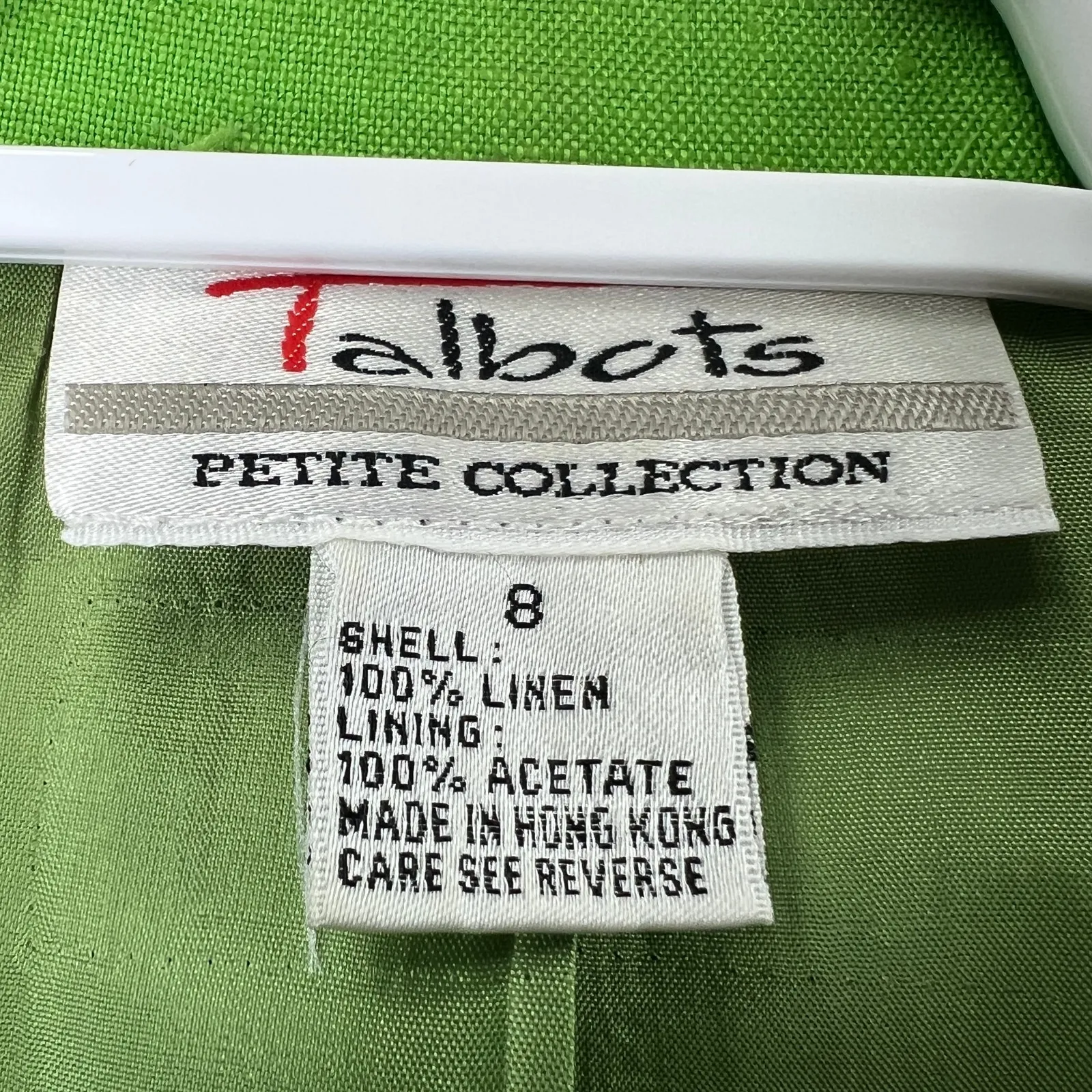 Talbots Petite Linen Blazer Size 8 Irish Green Single Button Lined Jacket Career - Image 3