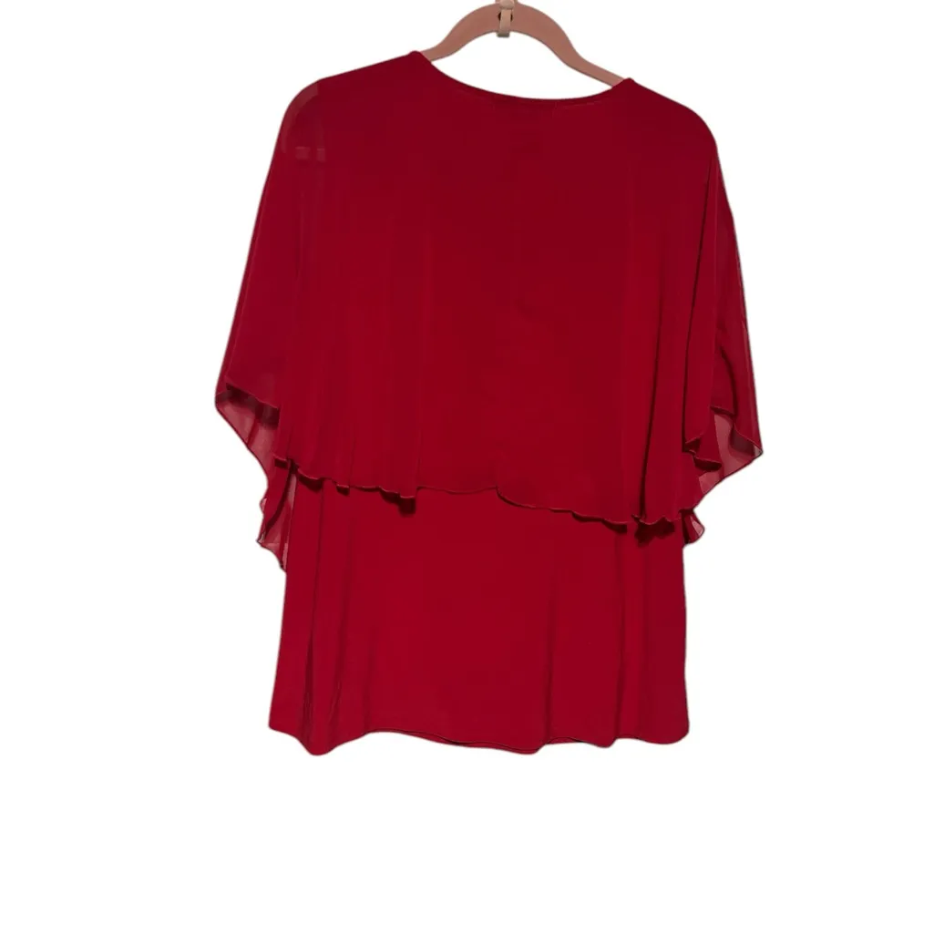 ADELE & MAY 1X RED TOP WITH RHINESTONE BUTTONS AND‎ SHEER NWT - Image 2