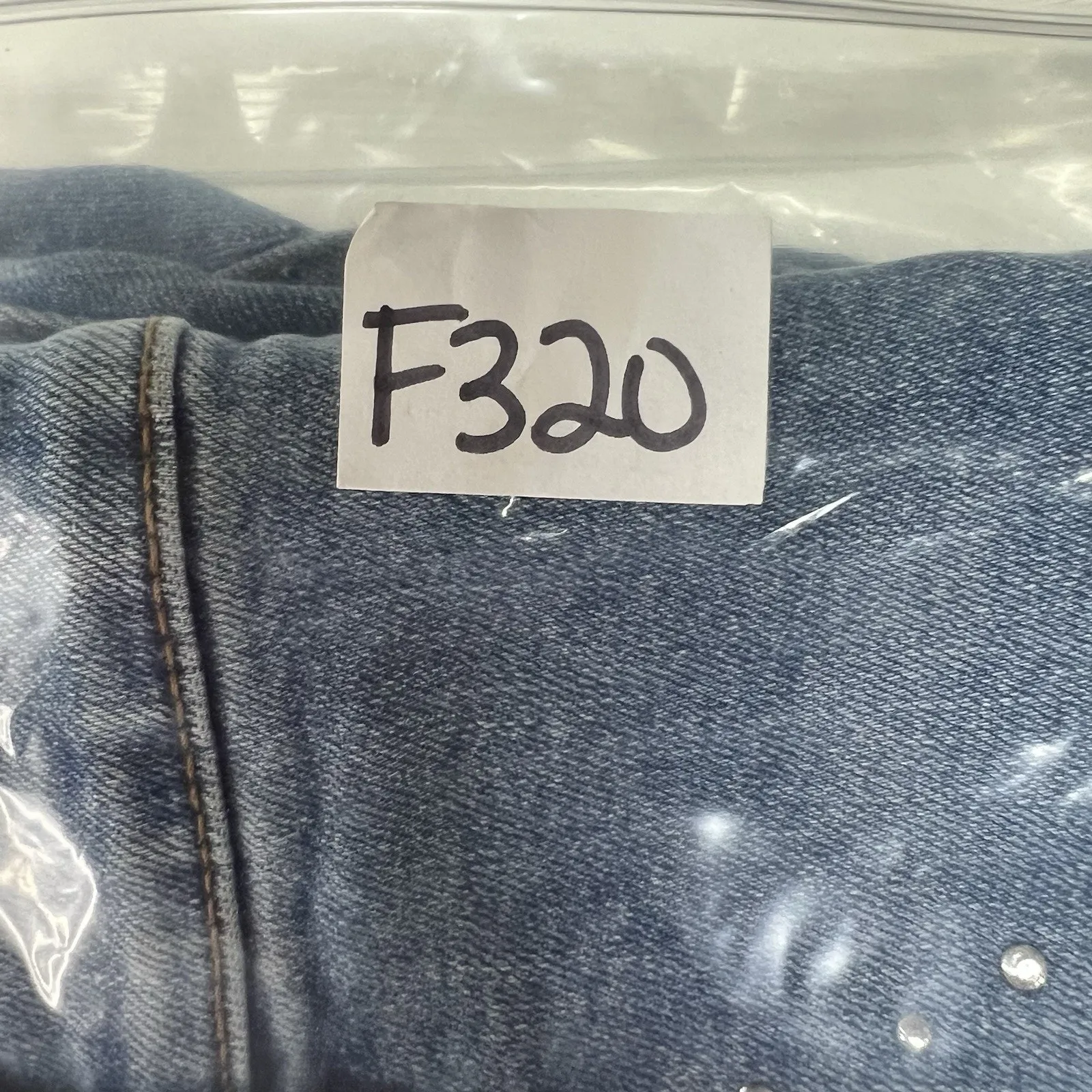 a.n.a. A New Approach Sz 14 High Rise Straight Jeans Bling Rhinestone Embellish Blue - Image 15