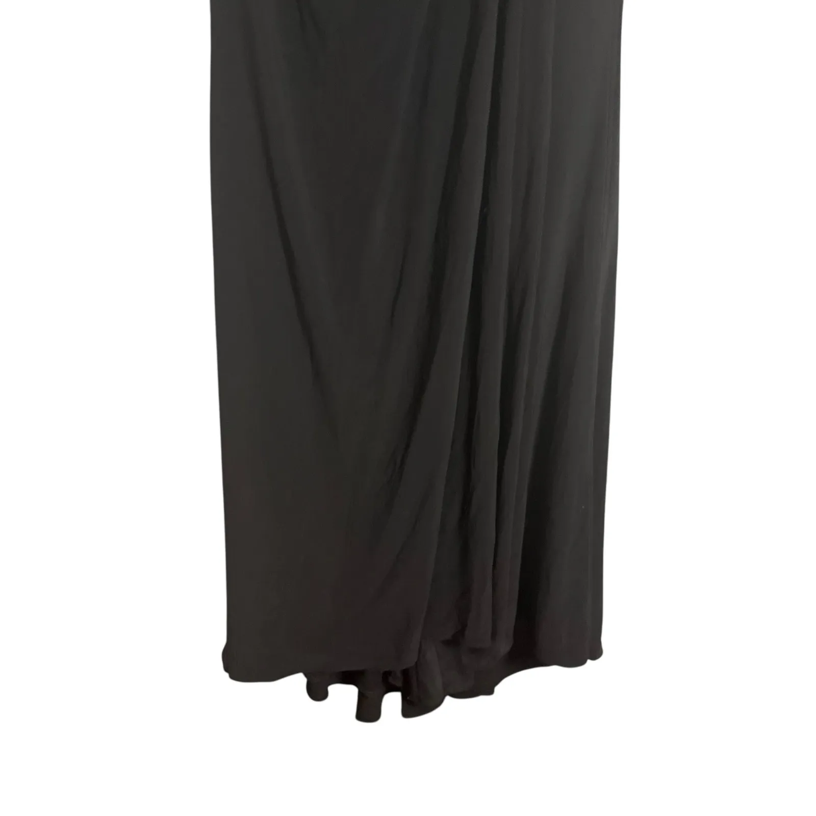 Mac Duggal Black Faux Wrap Long Sleeve Appliqué Detail Evening Gown Size 14 - Image 10