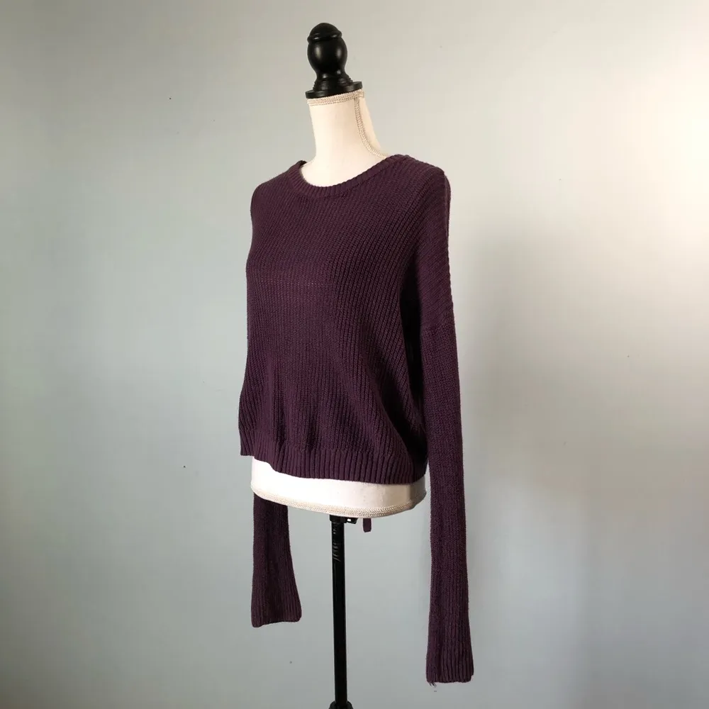 Garage  | Purple Drop Sleeve Lace Up Sweater - Image 5