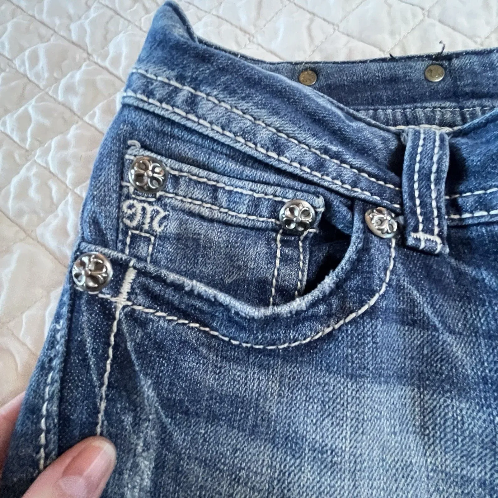 Miss Me Bootcut Bling Western Cowboy Denim Grunge Hip Hop Kendrick Jeans Size 28 - Image 10