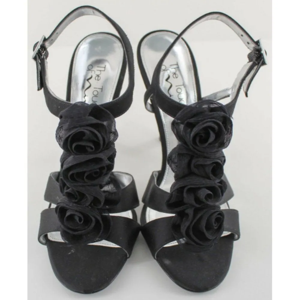 Touch of Nina Cammie Black Fabric Strappy Heel 8.5 - Image 4