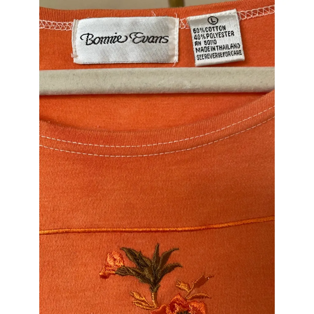 Vintage Bonnie Evans Orange Tie Dye Embroidered Boho Maxi Dress Y2k Boho Indie L Size L - Image 7