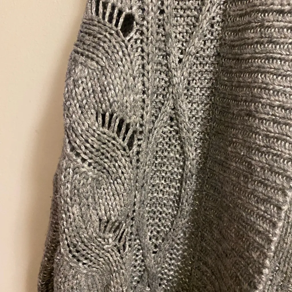 Apt 9 Womens Solid Gray Grey Cardigan Sweater L Large Cable Knit Bust 42” - Image 4