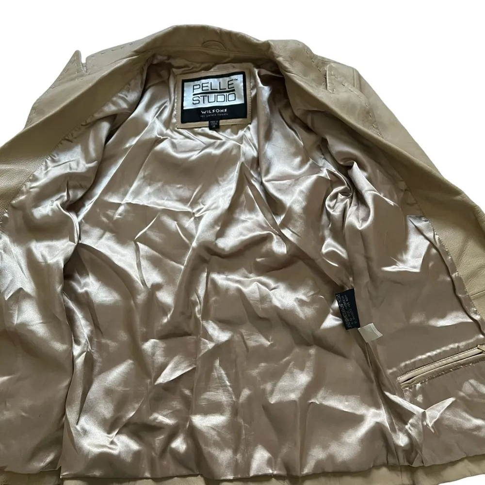 Vintage Wilson’s Pelle Studio Cream Soft Leather Jacket Single Button, Sz M Size M - Image 11