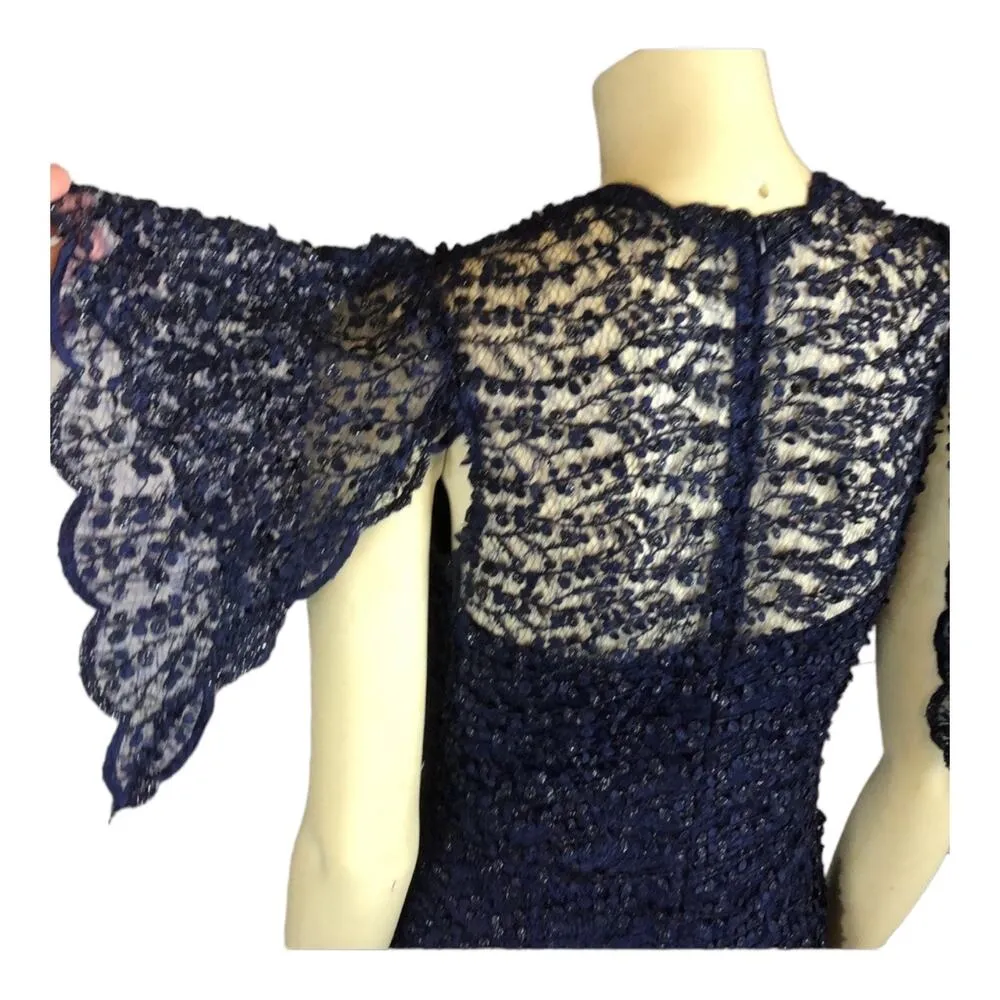 NICOLE BAKTI Scalloped Flutter Sleeve Beaded Mermaid Dress STYLE #663 size 8 - Image 11