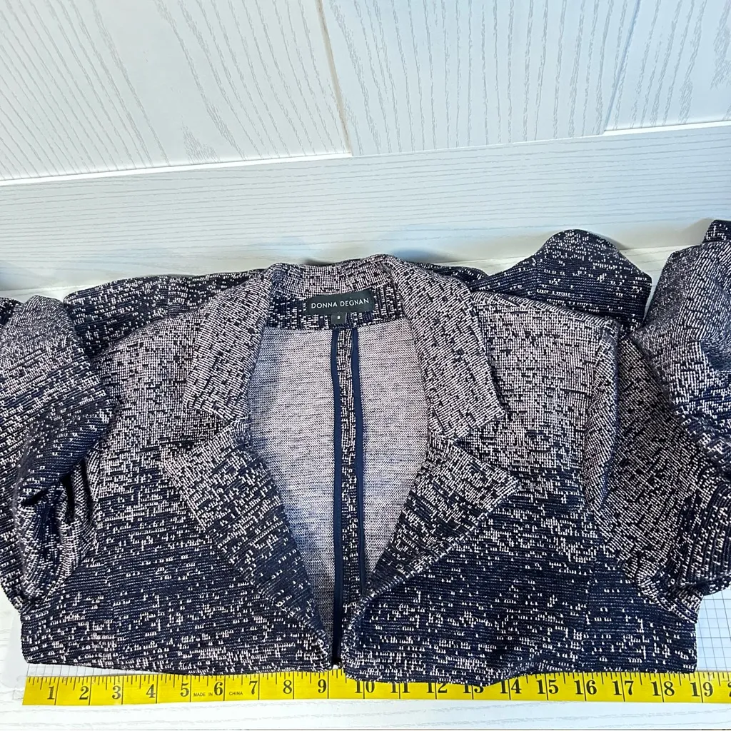 Donna Degnan Blazer Women Size 8 Pink Blue Knit Texture Cotton Blend Coquette - Image 5