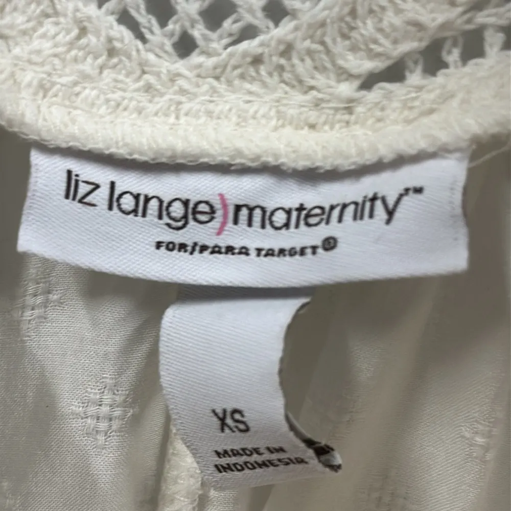 Liz Lange Maternity White Sleeveless Crochet Lace Top Tank Blouse Womens XS - Image 7