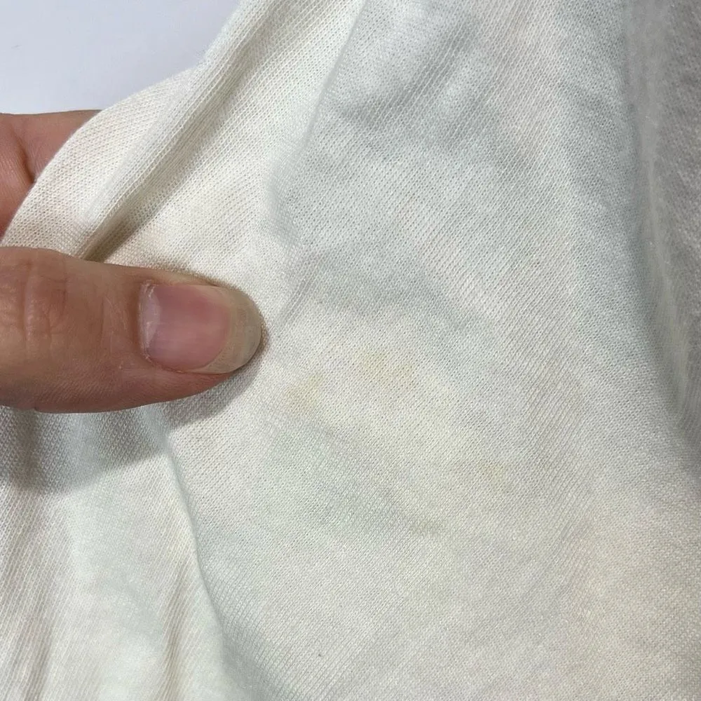 Merona Ivory Lace Overlay 3/4 Sleeve Top Women’s M Metallic Gold Shimmer Detail - Image 8