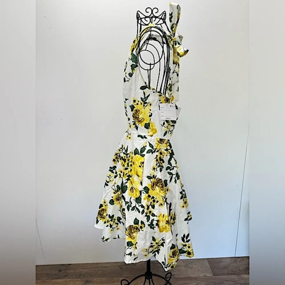 Ivory Yellow & Green Roses Tie Back Halter Mini Dress by Ixia from ModCloth - Image 7