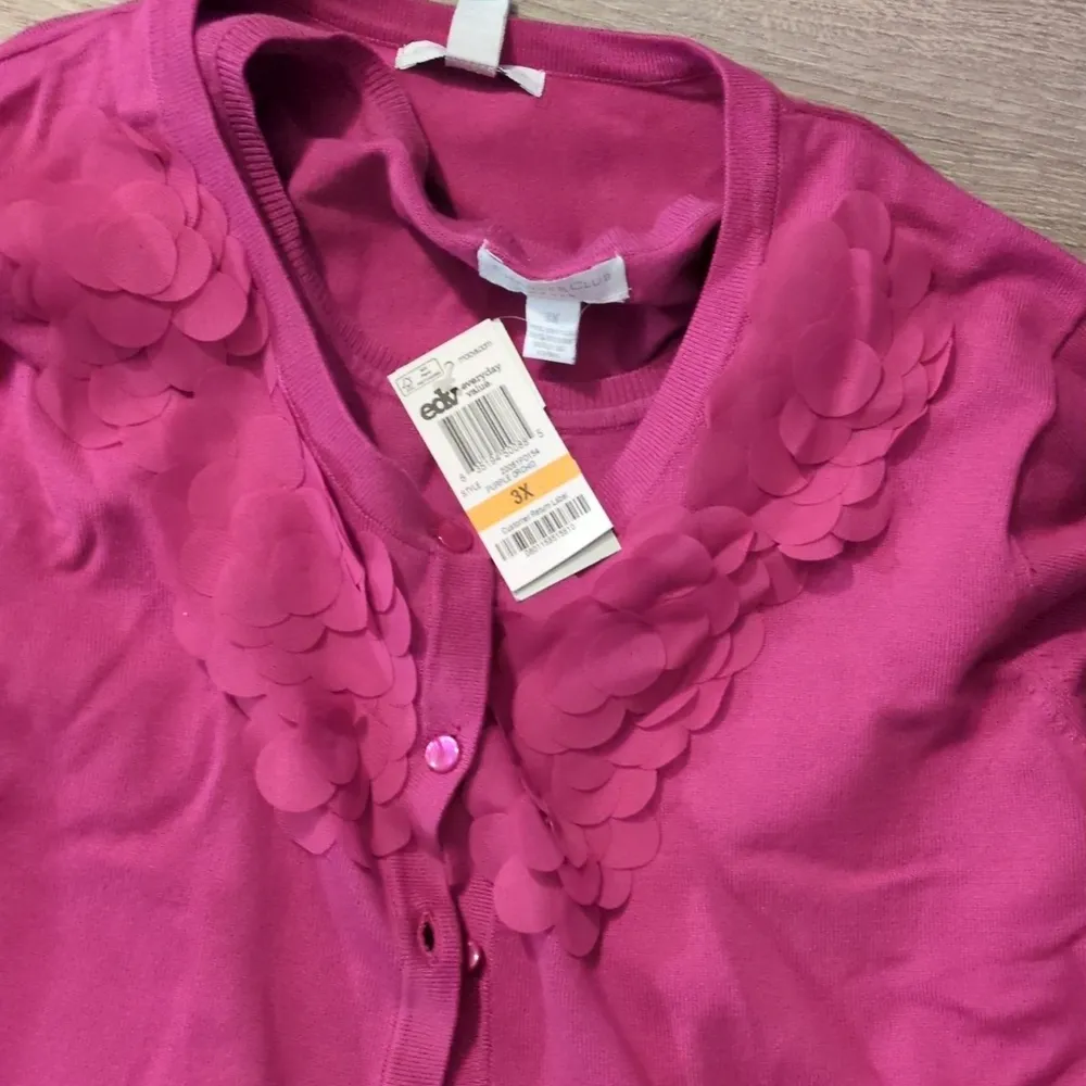 Charter Club Purple Cardigan Sweater 3/4 Sleeves And Vest Size 3X - Image 2