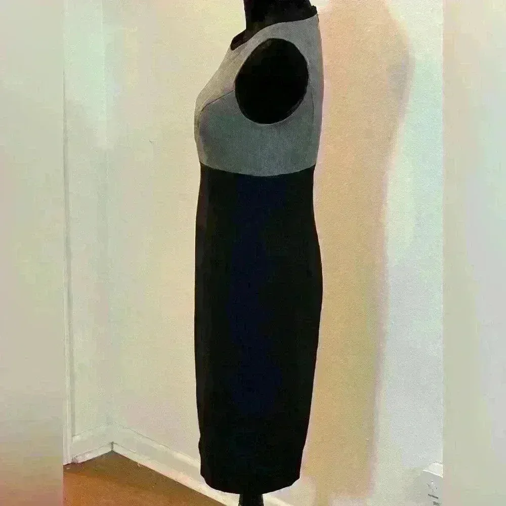Evan Picone Black Label Sleeveless Black & Grey Colorblock Pencil Dress - Image 3
