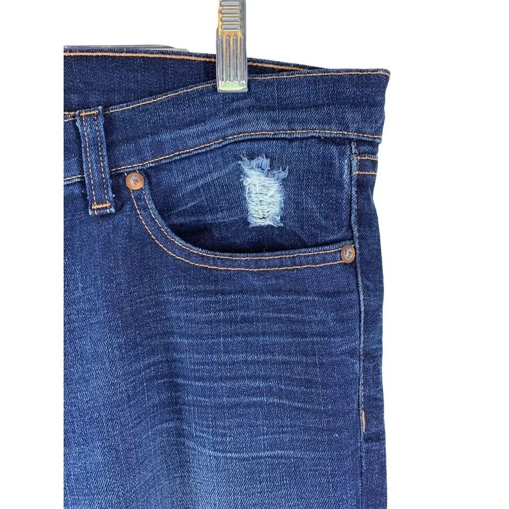 J BRAND Dark Wash Distressed Pencil Leg Jeans Size 32 Blue - Image 3