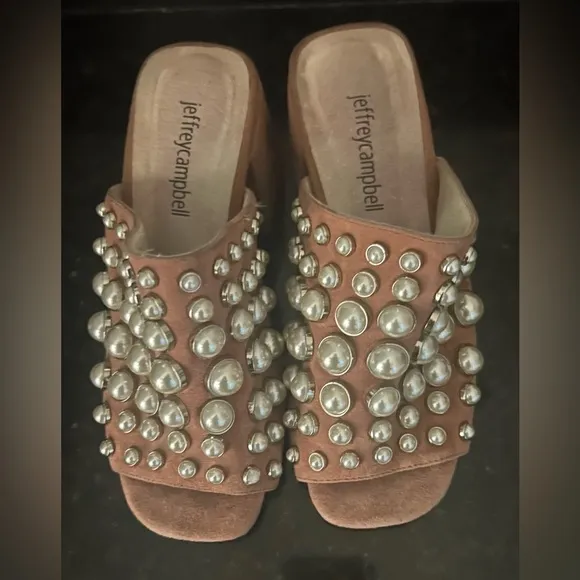 Jeffrey Campbell pink  slip on suede with pearls hills size 6 - Image 2