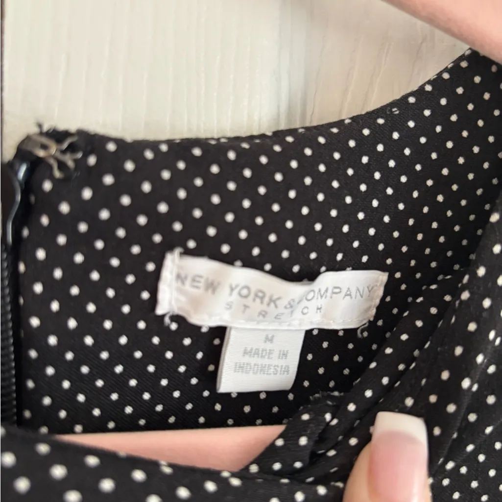 New York & Company Black & White Polka Dot Dress – Size M, knee - Image 2