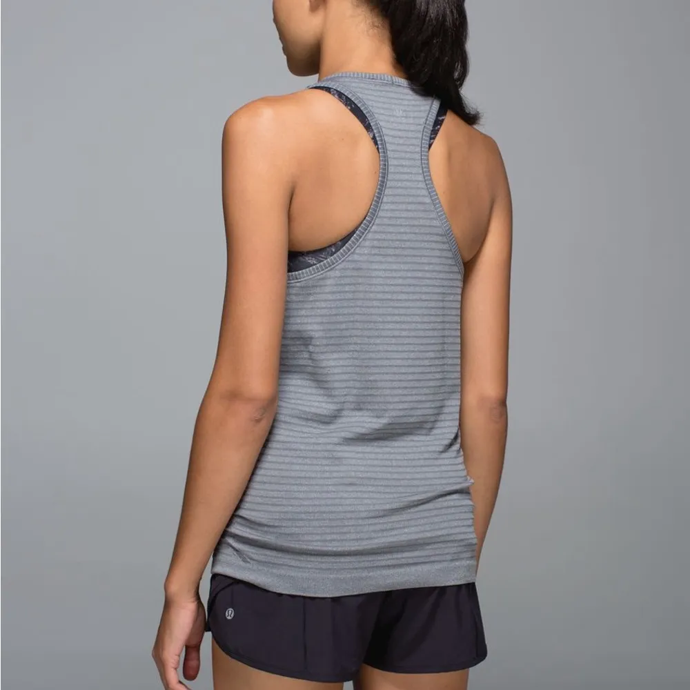 Lululemon Run: Swiftly Tech High-Neck Racerback Tank Top - Stripe Slate Size 4-6 - Image 2