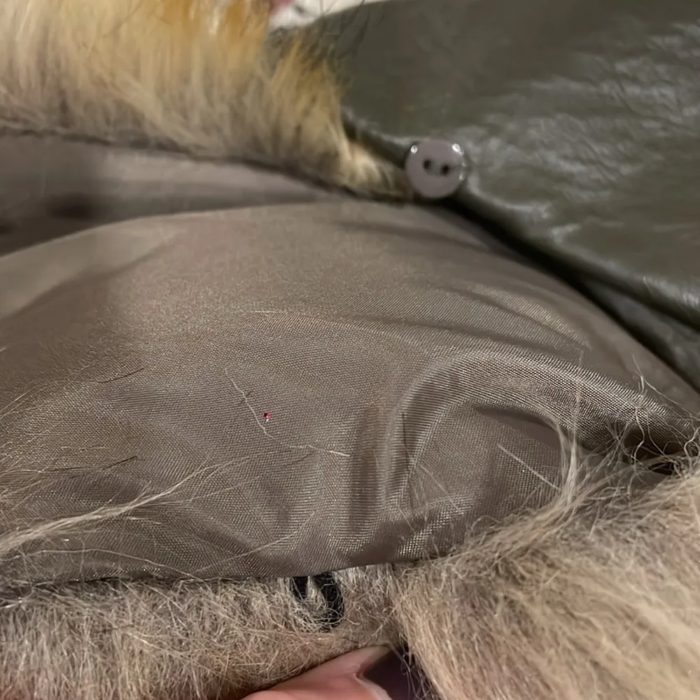 Love Token olive green vegan leather with faux fur removable collar moto jacket Size M - Image 12