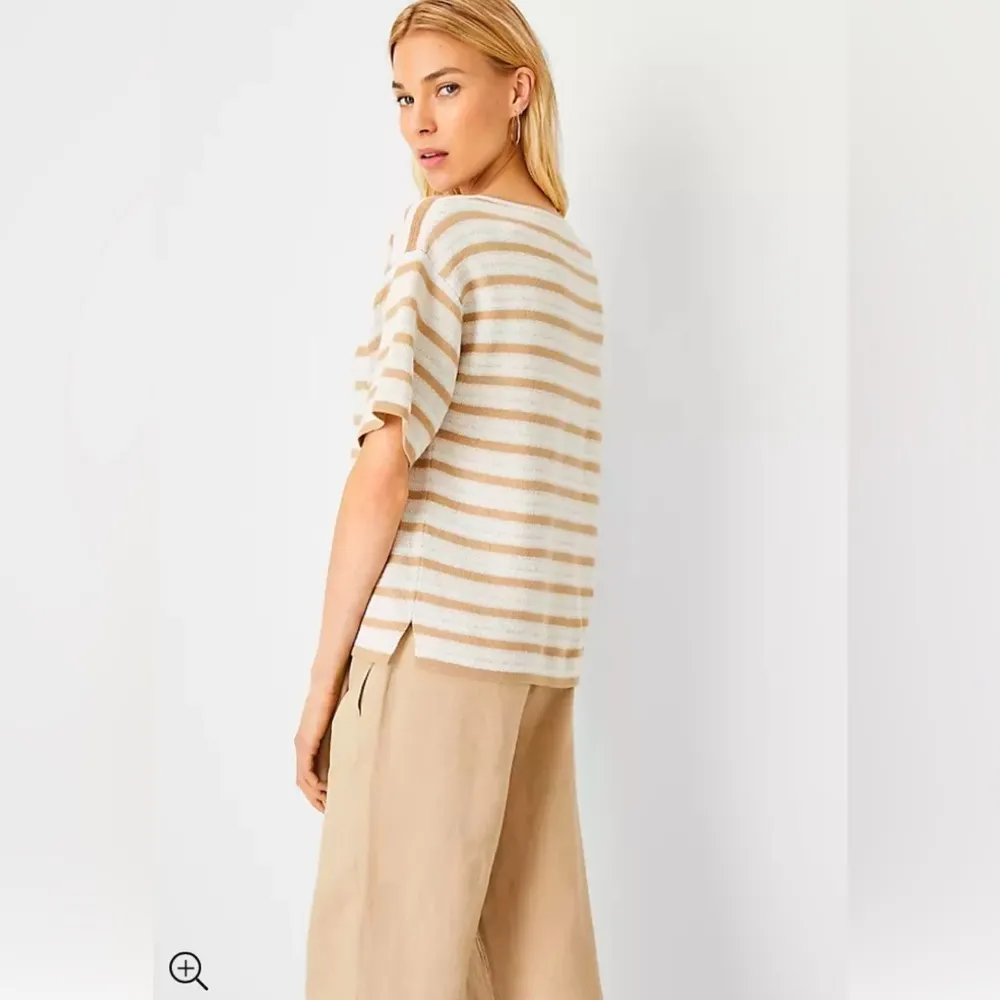 NWT, Ann Taylor Shimmer Stripe Relaxed Sweater Tee, Sz M - Image 2