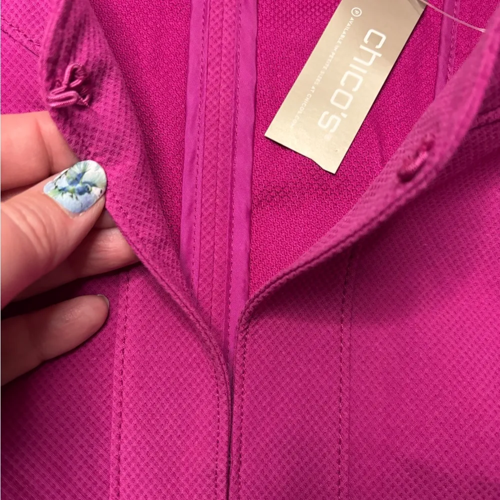 CHICO'S Alicia Textured Long Sleeve Jacket Blazer Size 3 Large Pink New Light - Image 7