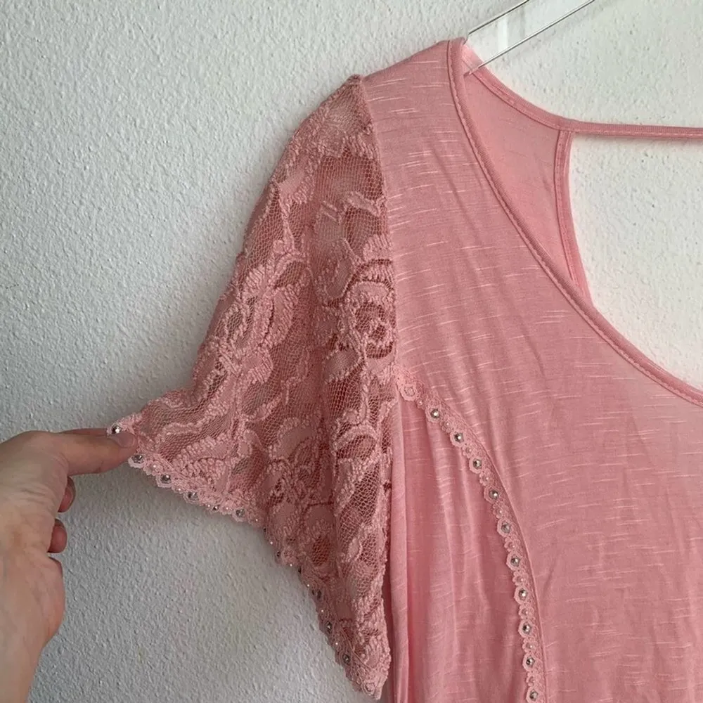 Coffee & Cake Light Pink Lace Beaded Detail Blouse Small - Image 50