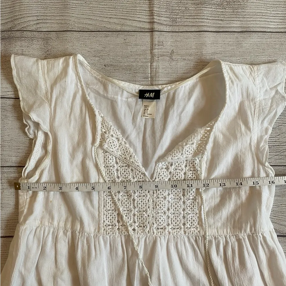 H&M White Cotton Beach Mini Dress - Image 5