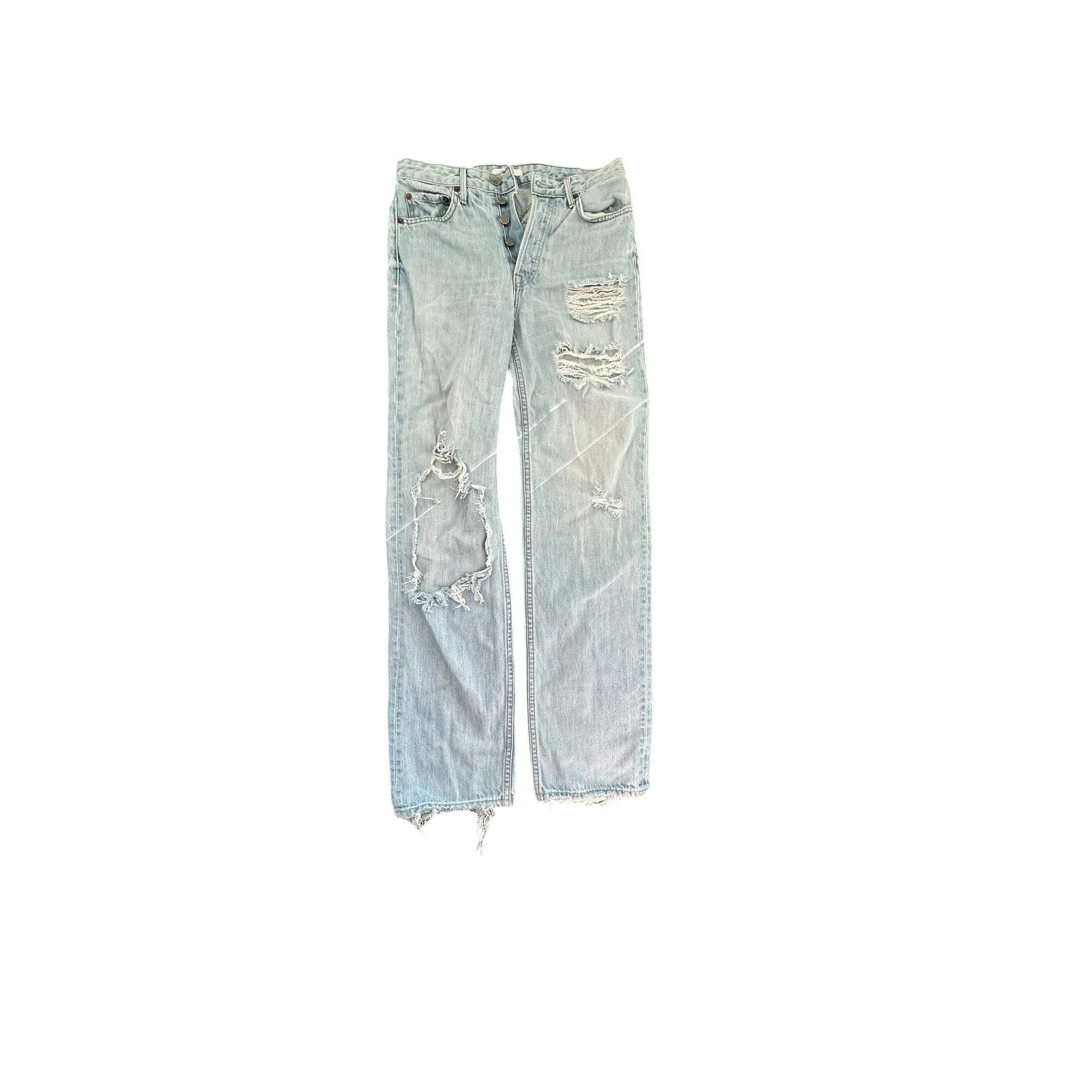 GRLFRND Mica High Rise Straight Leg Ripped Jeans To the Limit Light Wash Size 26 - Image 3