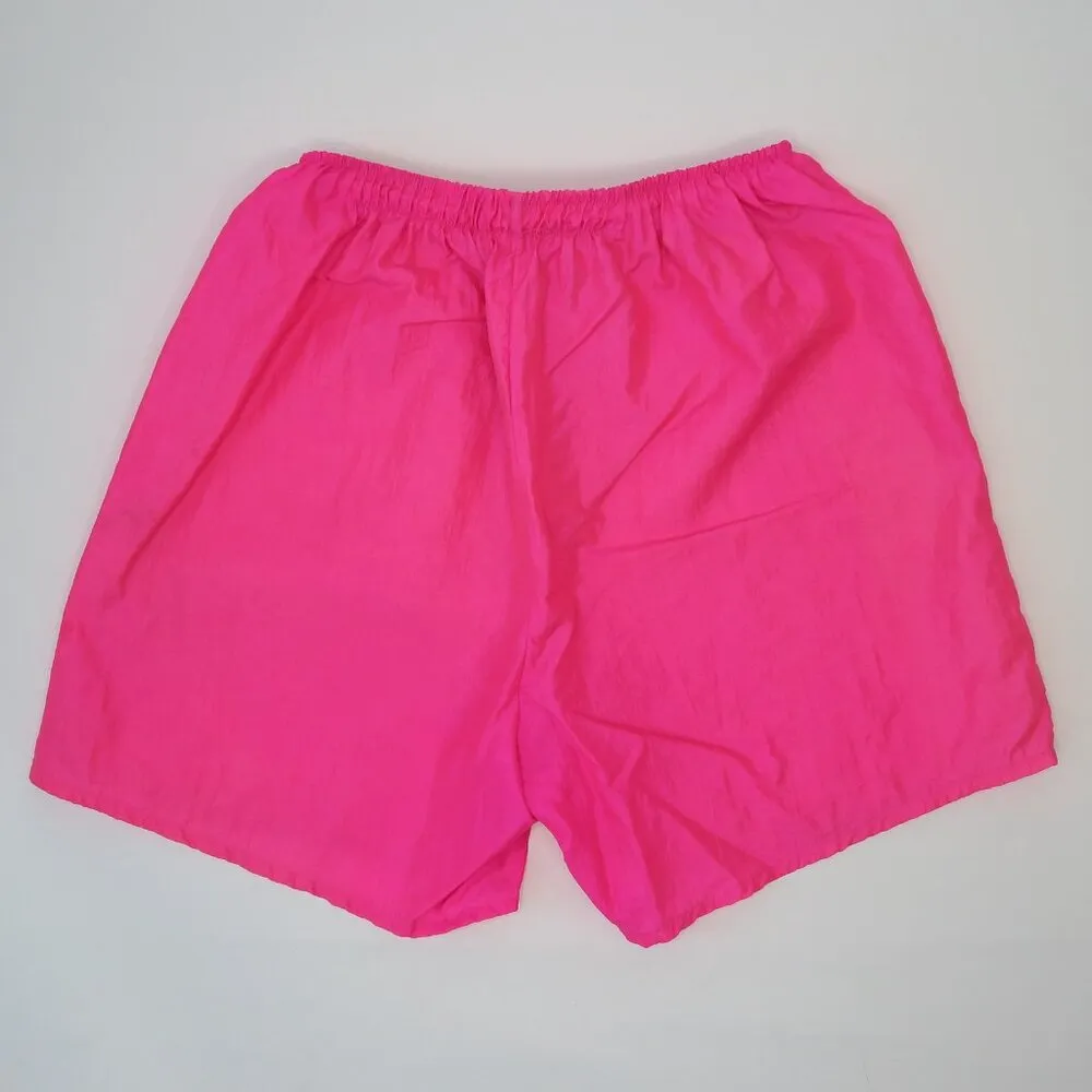 Vintage 80s Hot Pink Windbreaker Nylon Soccer Shorts Size M - Image 4