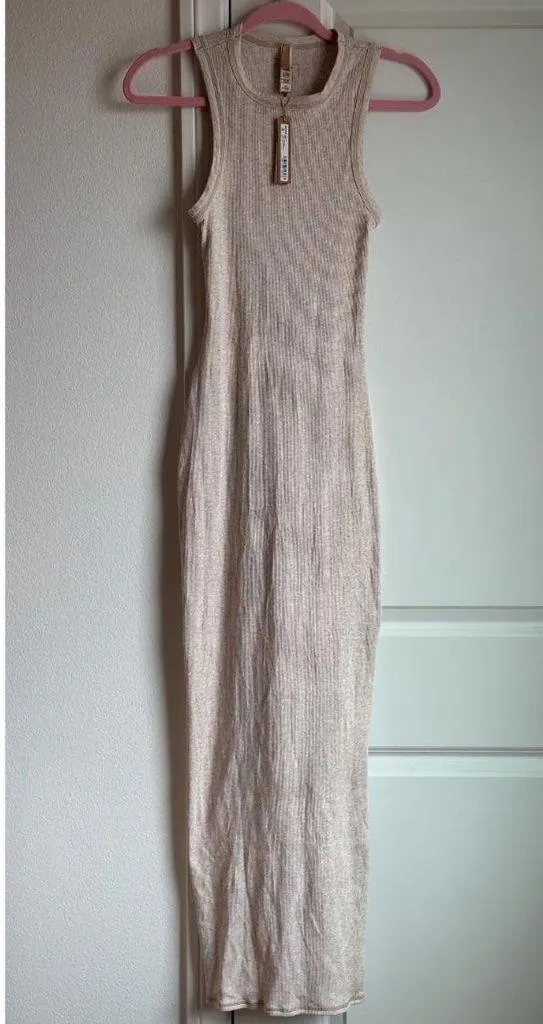 Skims Cotton Rib Dress in Heather Oatmeal, Size X-Small - Image 2