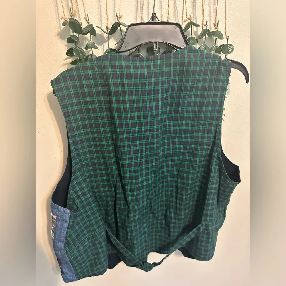 vintage 90s Casey & Max denim patchwork appliqué holiday vest Size XL - Image 4