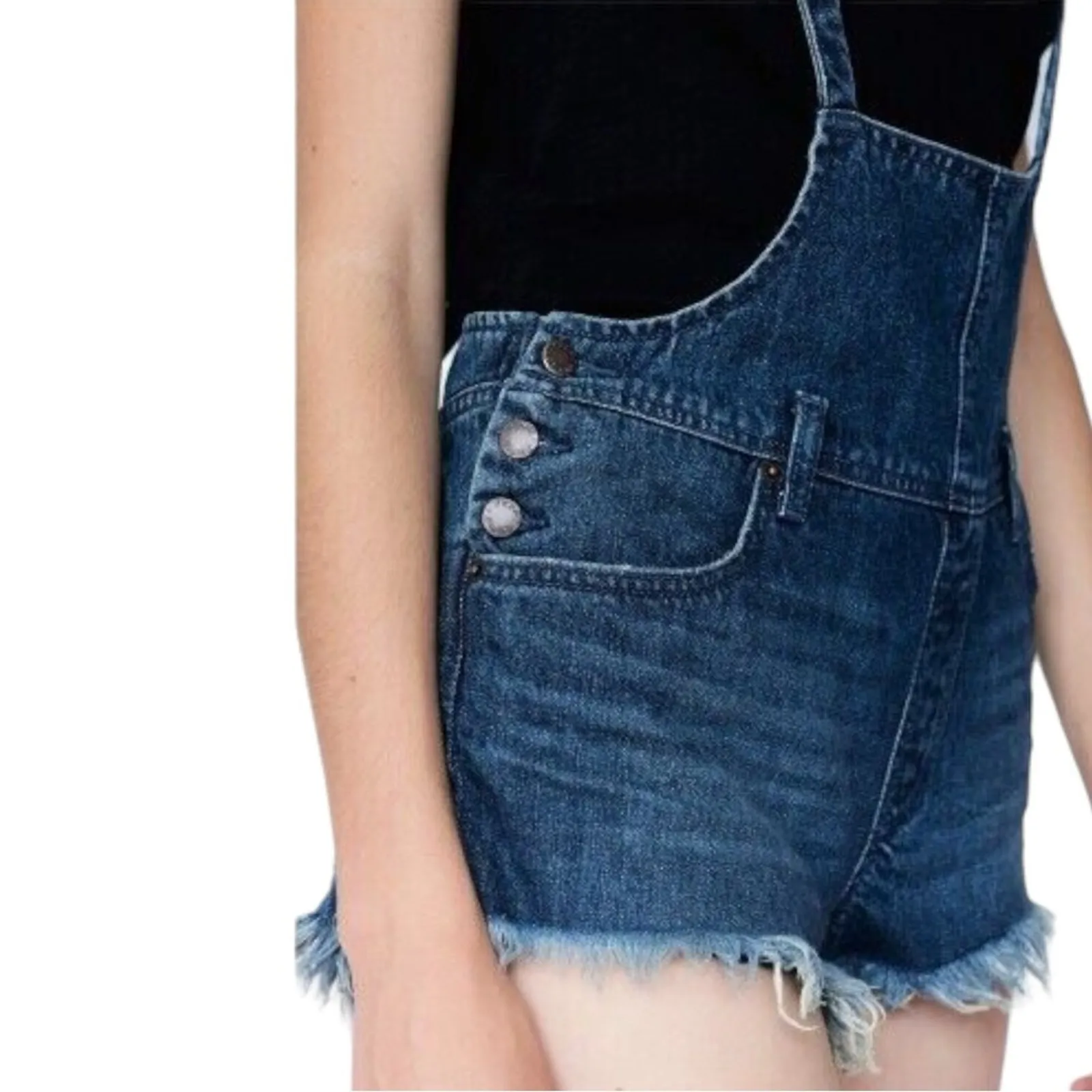 Free People Shorts Strappy Shortalls Ocean Blue Size 24 Pinafore Suspenders - Image 9