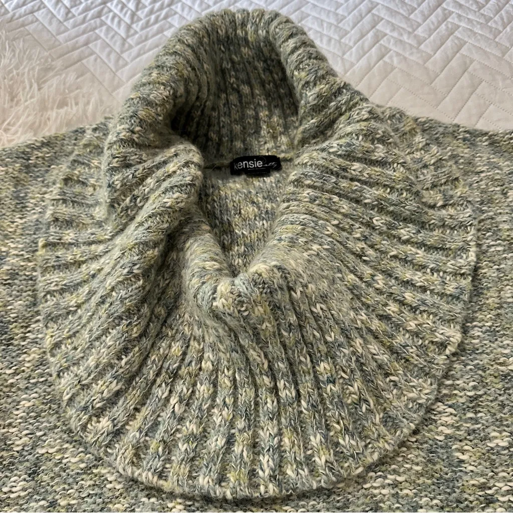 Kensie Alpaca Blend Off-Shoulder Cowl Neck Sweater Soft Melange Knit Size M - Image 8