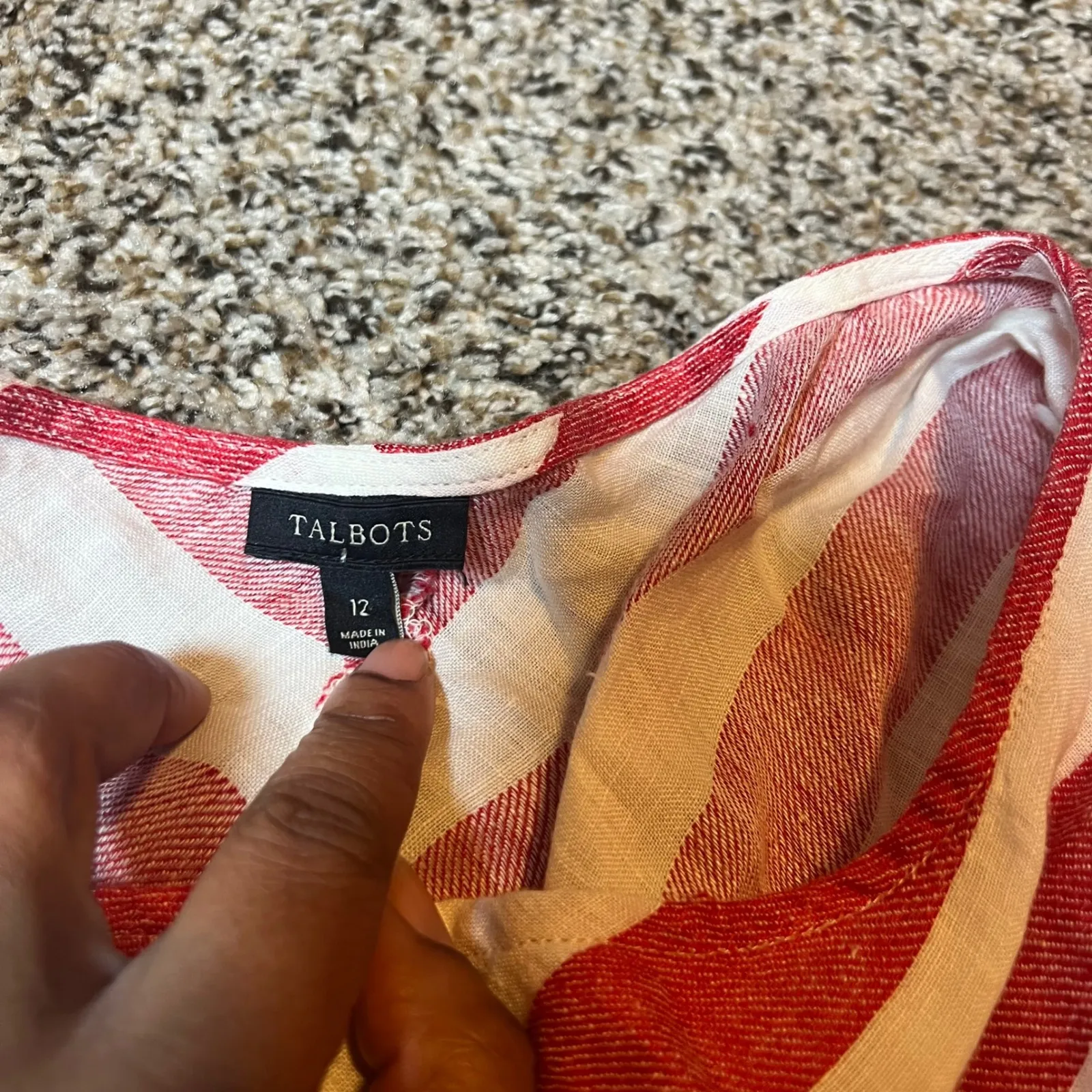 Talbots Striped Sleeveless Top Gold Button Detail Casual Blouse Size 12‎ - Image 4