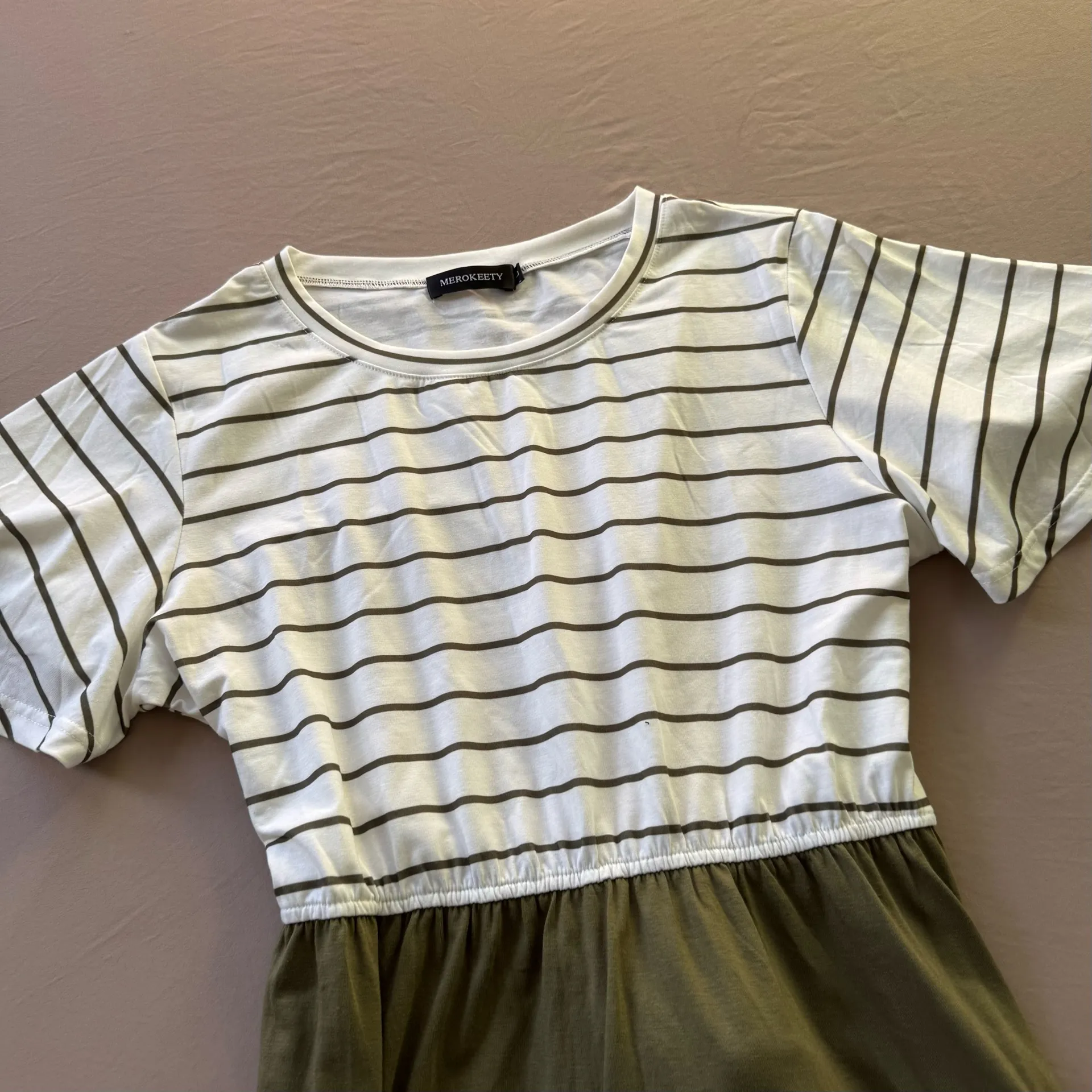 MEROKEETY Striped Tie Waist Swing dress - Image 8