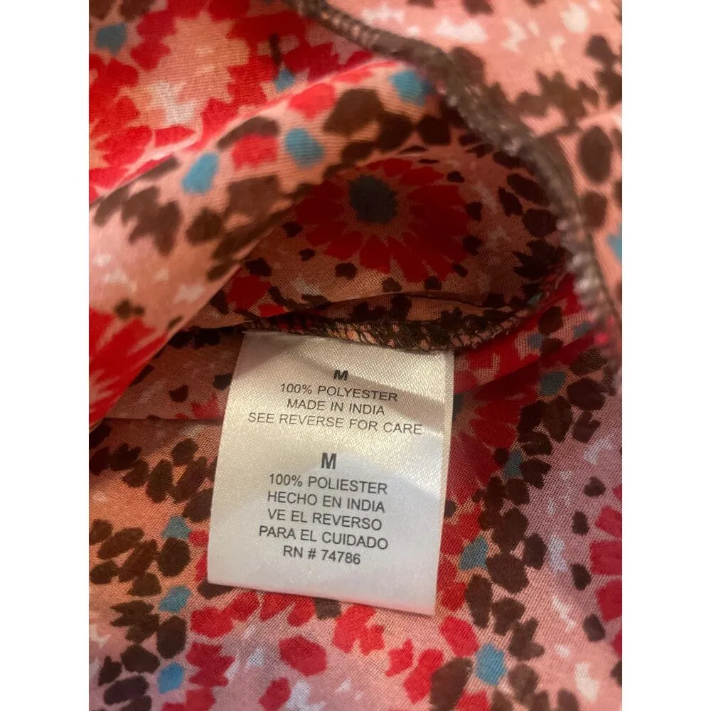 Patrons of Peace Pink Floral Assymetrical Spaghetti Strap Top M - Image 4